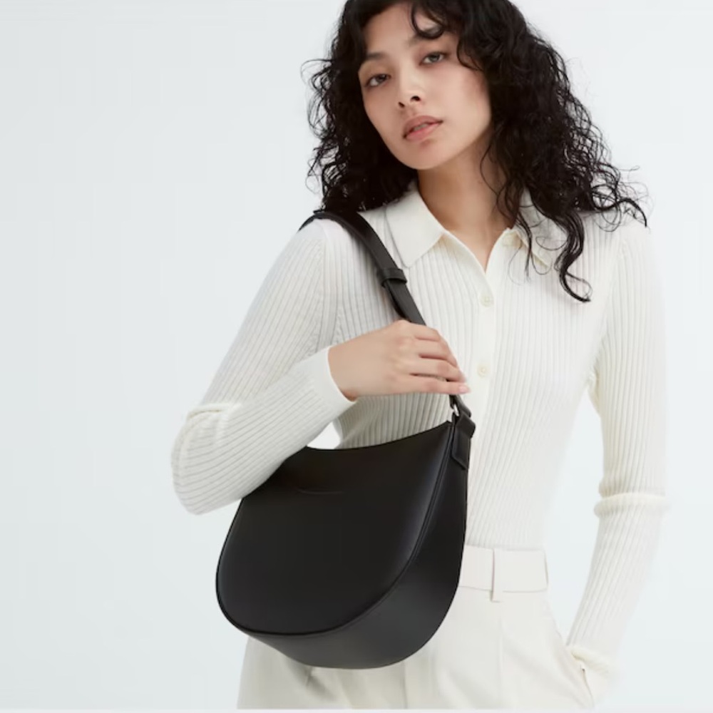 NWOT Uniqlo Faux Leather Elegant Black Shoulder Bag